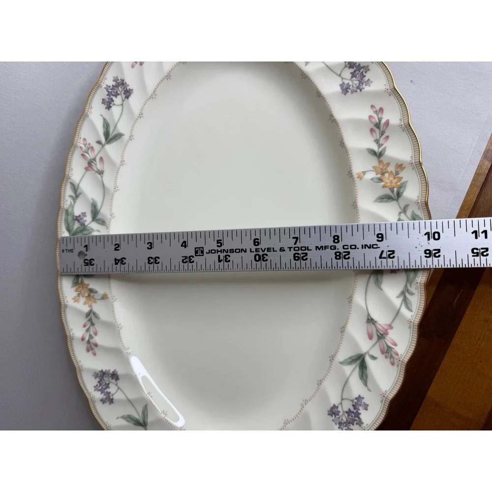 Noritake Brookhollow 4704 Bone China‎ Oval Serving Platter Floral Gold Trim 14in